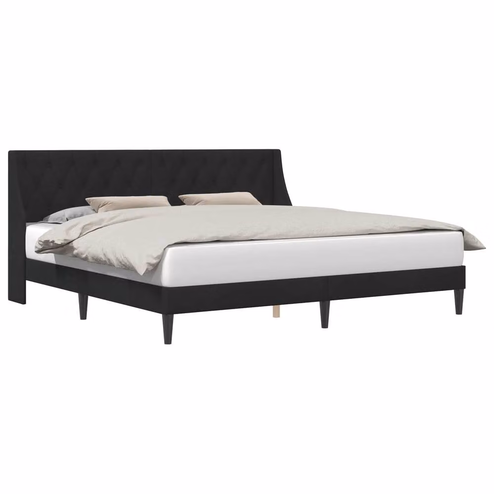 Berkfield Home Velvet Bed Frame with Headboard in Black, W: 180 cm, D: 200 cm – 2