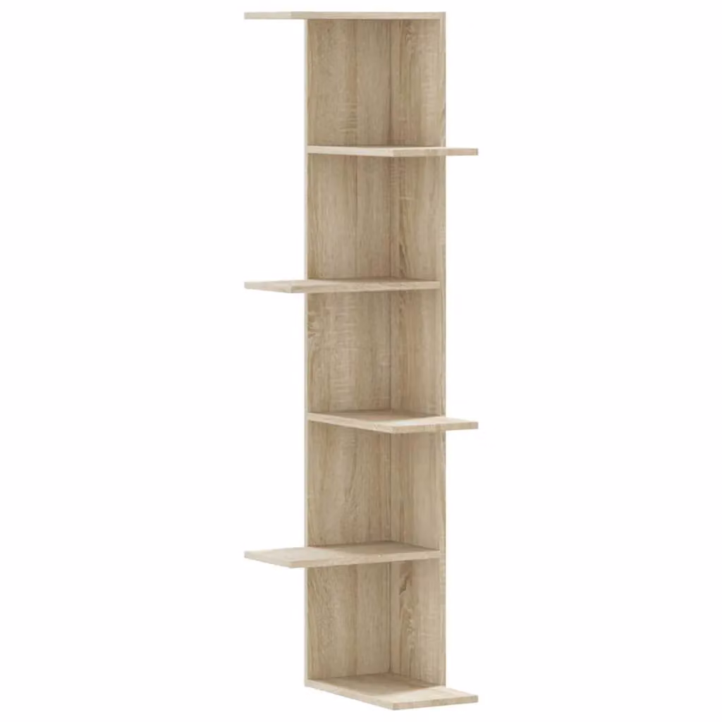 Berkfield Home Sonoma Oak Wall Corner Shelf, Brown, W/D/H: 36.5 x 36.5 x 140 cm – 2