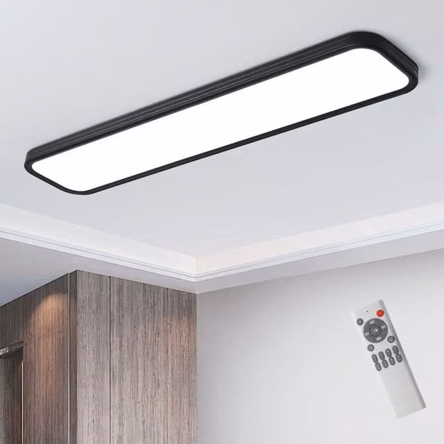 Garwarm Black Rectangle Acrylic LED Flush Mount Ceiling Light, 100cm – 1