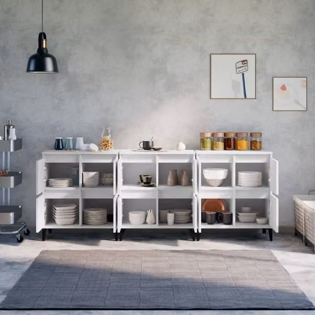 Berkfield Home Set of 3 White Modern Sideboards in Engineered Wood, W/D/H: 60 x 35 x 70 cm – 1
