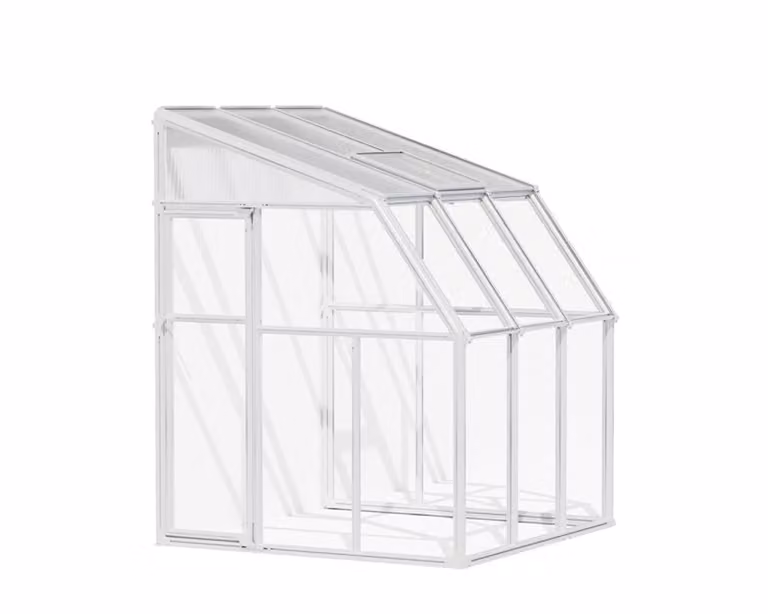 Palram Lean To Greenhouse Sun Room in White, W: 200.5 cm, D: 200 cm, H: 247 cm