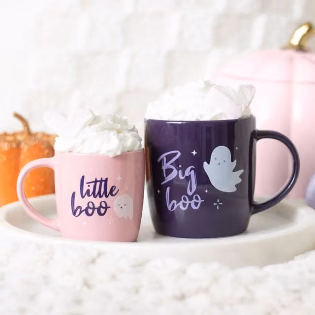 Gloriously Good Big Boo and Little Boo Family Mug Set in Purple and Pink