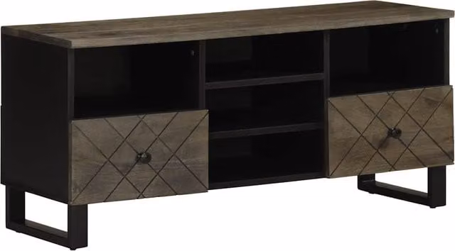 Berkfield Home Black Mango Wood TV Cabinet W/D/H: 100 x 33 x 46 cm