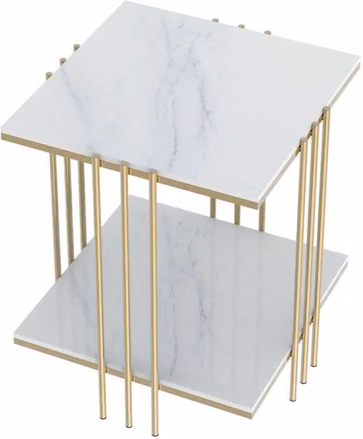 NESTLUNE White Marble Square Coffee Table and Bedside Accent Table – 1