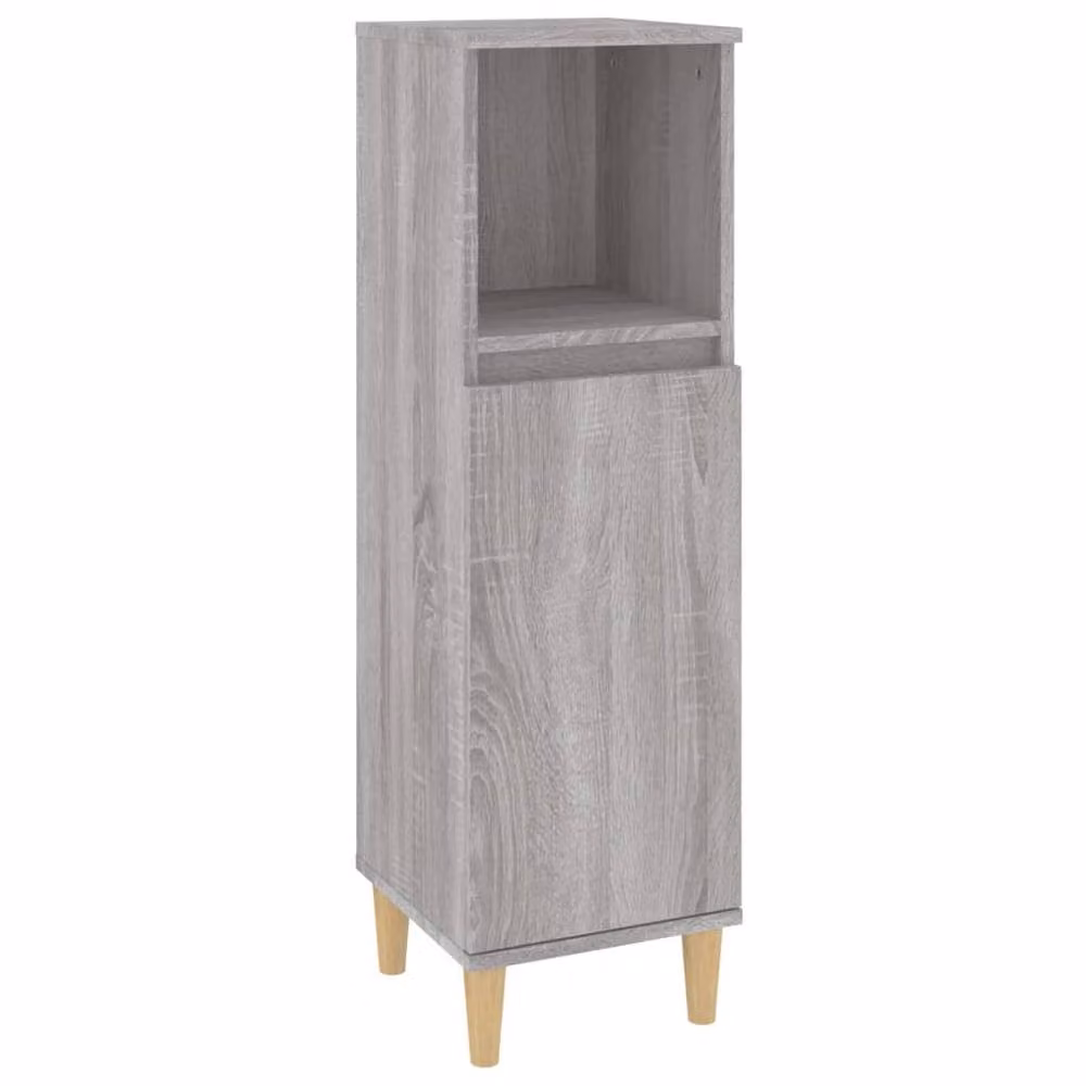 Berkfield Home Grey Sonoma Modern Freestanding Bathroom Cabinet with Hinged Doors and Internal Shelves, W/D/H: 30 x 30 x 100 cm – 2