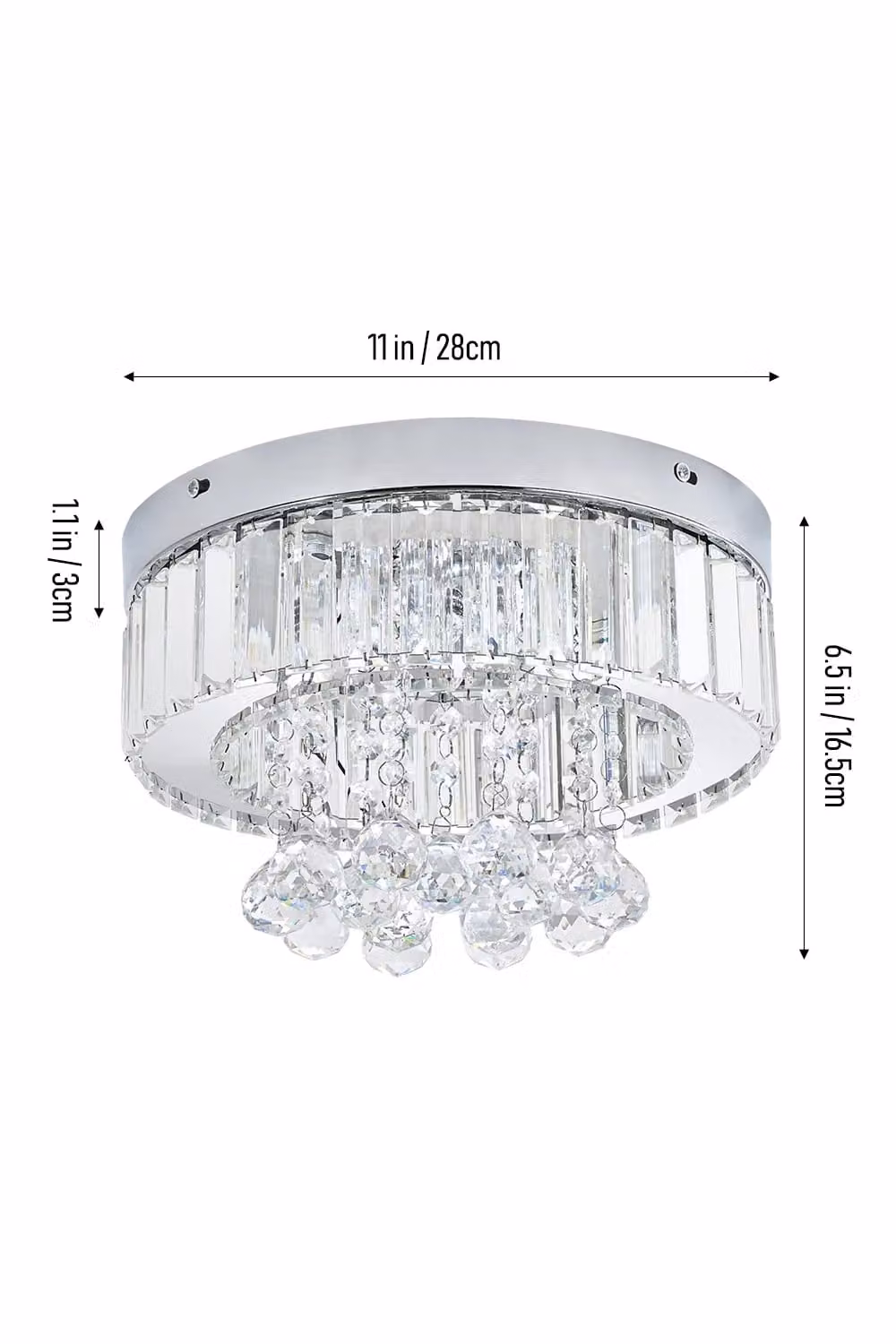 Living and Home Modern Adjustable LED Crystal Ceiling Light with Remote Control, Transparent – 3