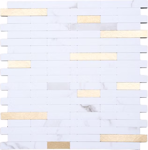 Livingandhome 10-Piece Self-Adhesive Gloss White SPC Wall Tile Stickers