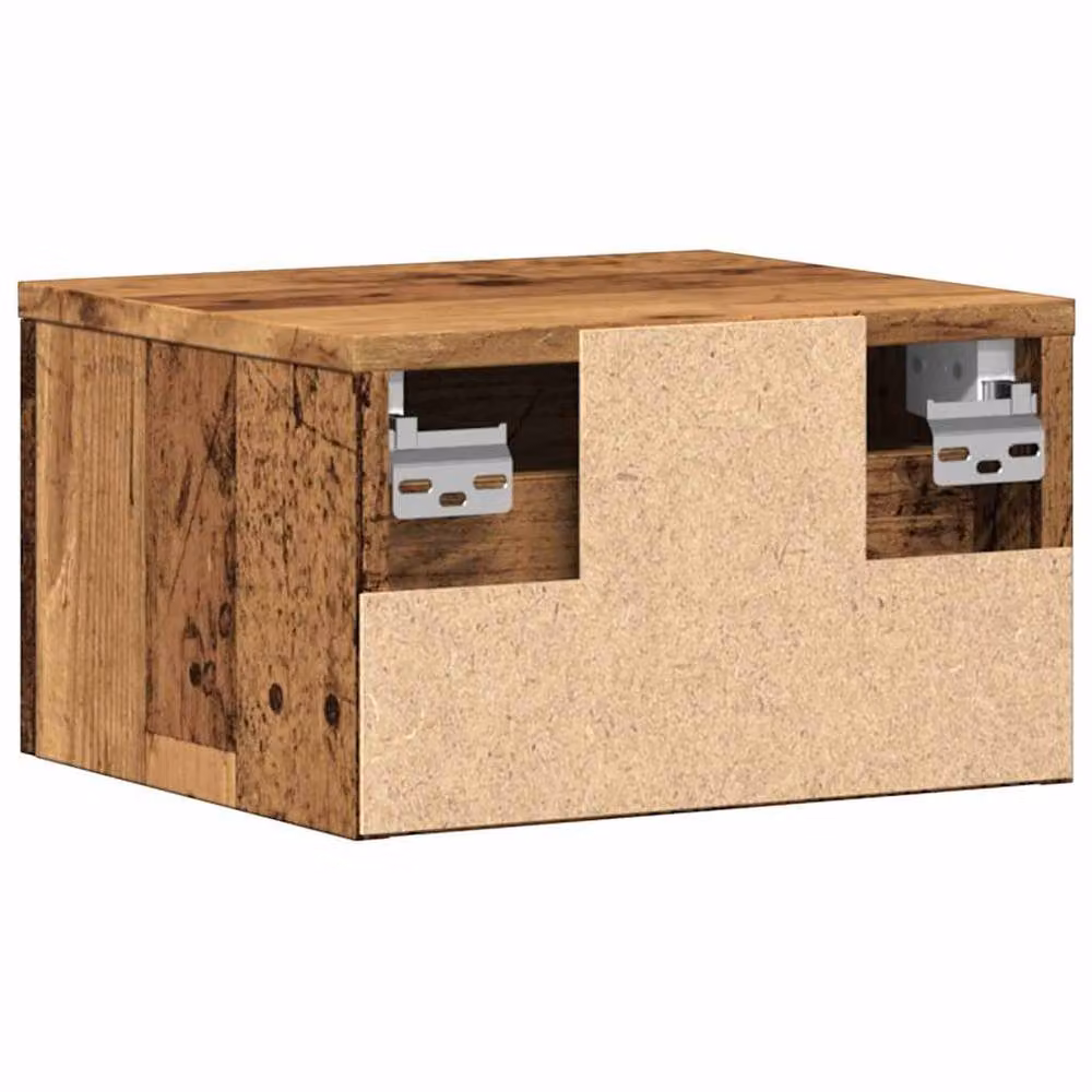 Berkfield Home Set of 2 Wall-mounted Bedside Cabinets in Old Wood Brown, W/D/H: 34 x 30 x 20 cm – 3