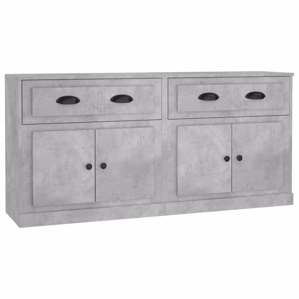 Berkfield Home Set of 2 Industrial Sideboards in Concrete Grey Engineered Wood – 2