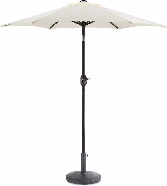Vonhaus Garden Parasol 2m with 12kg Base Bundle, Ivory