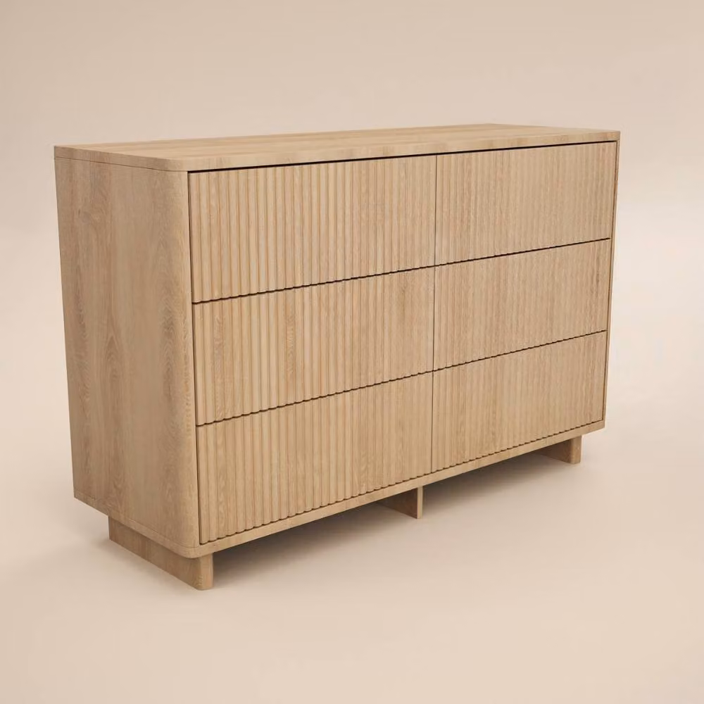Solace+Co Velmor Ribbed Chest of 6 Drawers in Oak – 3