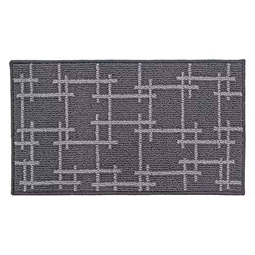 JVL Vector Machine Washable Latex Backed Doormat, Grey, W: 40 cm, L: 70 cm