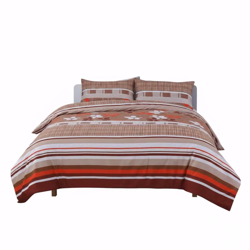 Snug City Floral Stripe Microfibre Complete Bedding Set in Multicolour, Single Size – 2