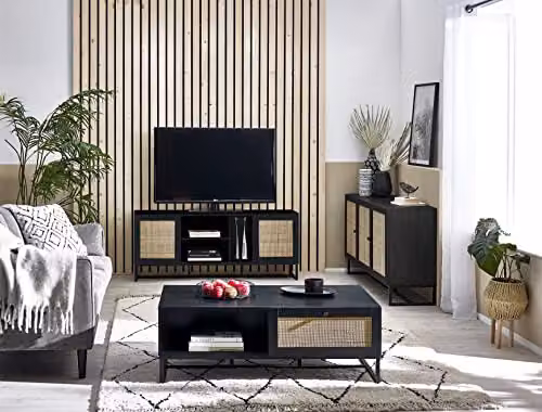 Julian Bowen Padstow Black Rattan Rectangular Coffee Table – 4