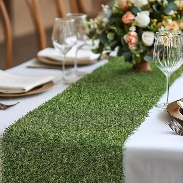 Nicoman Green Artificial Grass Table Runner, W: 130 cm, D: 35 cm