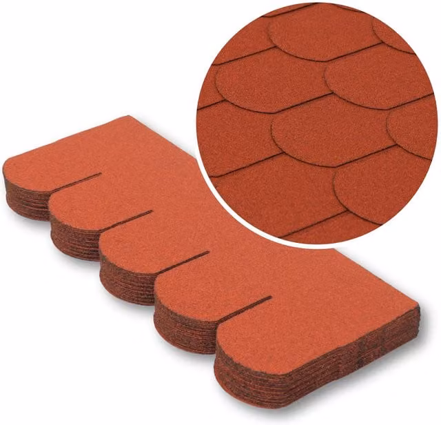 NOVECRAFTO 25 Piece Red Fish Scale Design Fibreglass Asphalt Roof Shingles