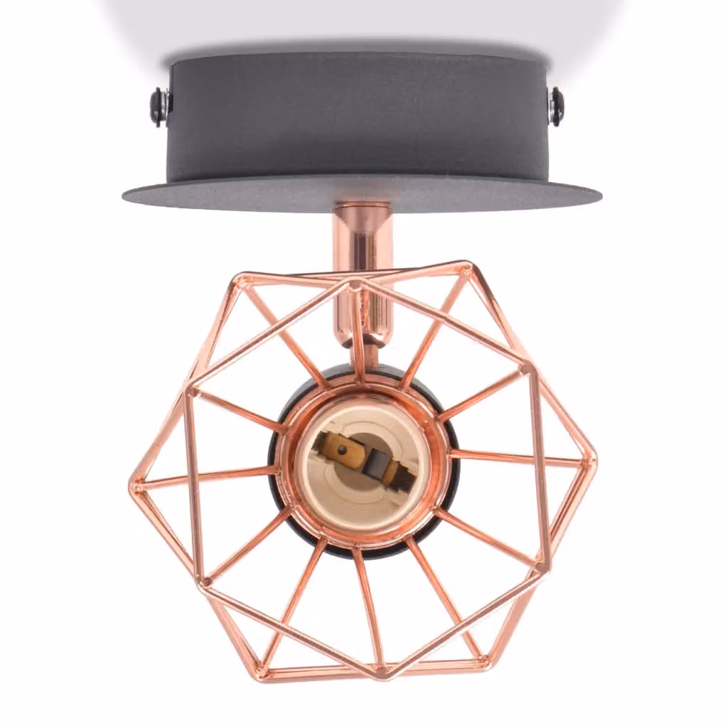Berkfield Home Industrial Adjustable Metal Wall Lamp Set of 2, Black and Copper, E14 – 2