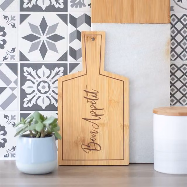 KDMK Rectangular Solid Bamboo Serving Board, Brown