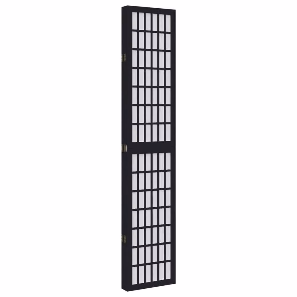 Berkfield Home 5-Panel Room Divider in Black Solid Paulownia Wood, H 180 cm x W 160 cm – 4
