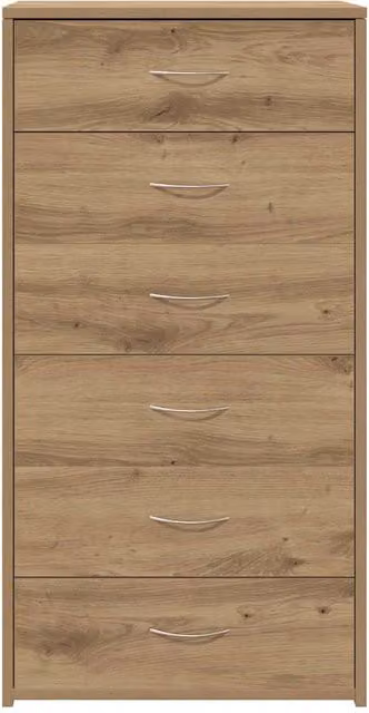 Berkfield Home Artisan Oak Sideboard with 6 Drawers in Brown, W/D/H: 50 x 34 x 96 cm