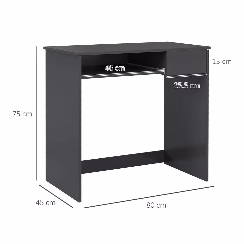 STILVORA Modern Computer Desk with Keyboard Tray and Drawer, Grey – 3