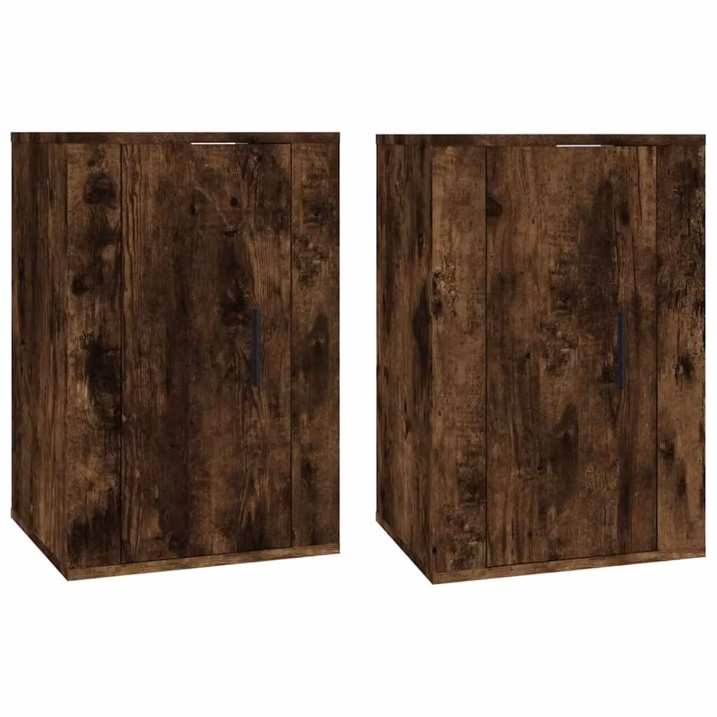 Berkfield Home Set of 2 Wall Mounted TV Cabinets in Smoked Oak Brown, W: 40 cm, D: 34.5 cm, H: 60 cm – 2