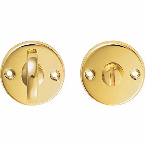 Loops Slim Bathroom Thumbturn Lock and Release Handle in Polished Brass, 45mm Diameter
