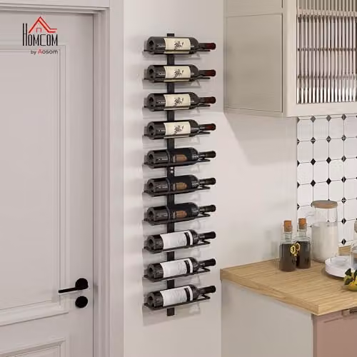 HOMCOM Wall Mounted Metal Wine Rack for 10 Bottles, Black – 2