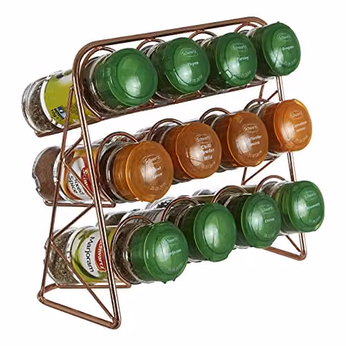 Orsina Elegant Metal Spice Rack in Gold and Bronze – 1