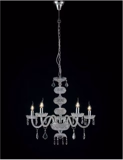 Netlighting INCANTO 5 Light Crystal Chandelier in Chrome and Silver, W: 69 cm, H: 79 cm – 1