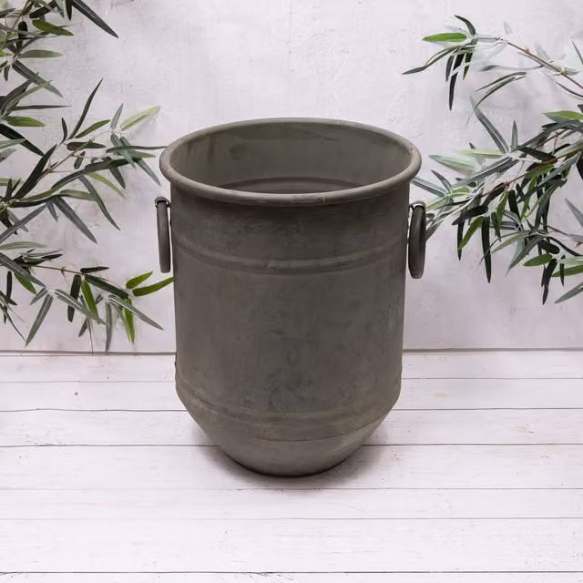 Annibells Rustic Round Galvanised Metal Planter Pot in Blue, Green or Grey, Diameter: 16 cm