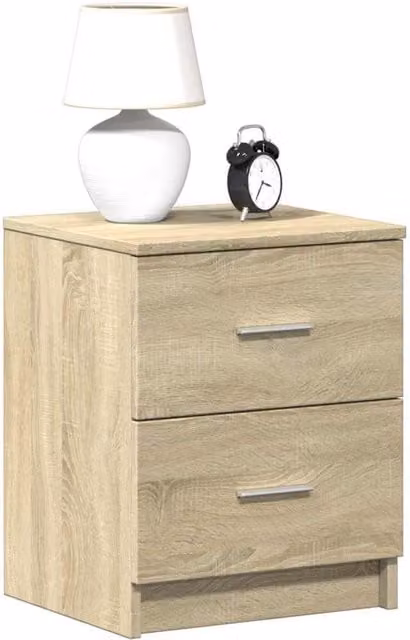 Berkfield Home Set of 2 Sonoma Oak Bedside Cabinets with 2 Drawers in Grey, W/D/H: 40 x 36 x 50 cm