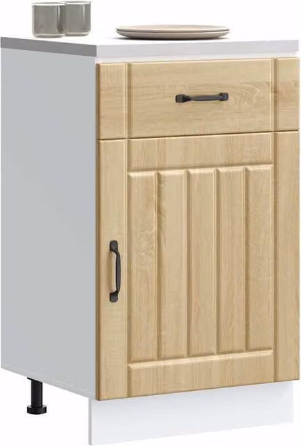 Berkfield Home Lucca Sonoma Oak Kitchen Sink Base Cabinet in Brown