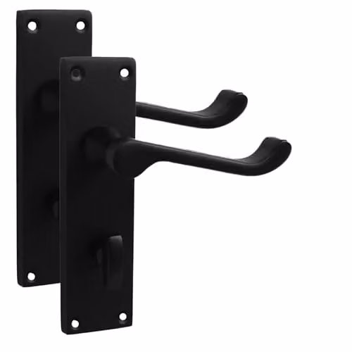 Golden Grace Victorian Scroll Bathroom Door Handle and Lock Set in Black