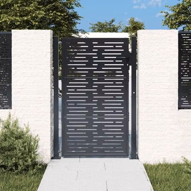 Berkfield Home Anthracite Steel Garden Gate, W: 105 cm, H: 130 cm – 1