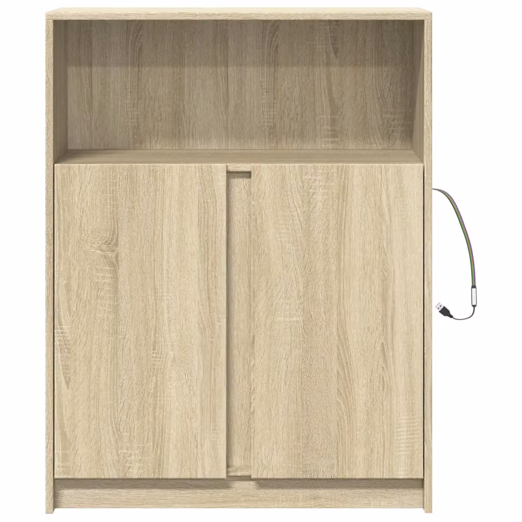 Berkfield Home Sonoma Oak Sideboard with Integrated LED Lighting in Brown, W/D/H: 77 x 34 x 100 cm – 3