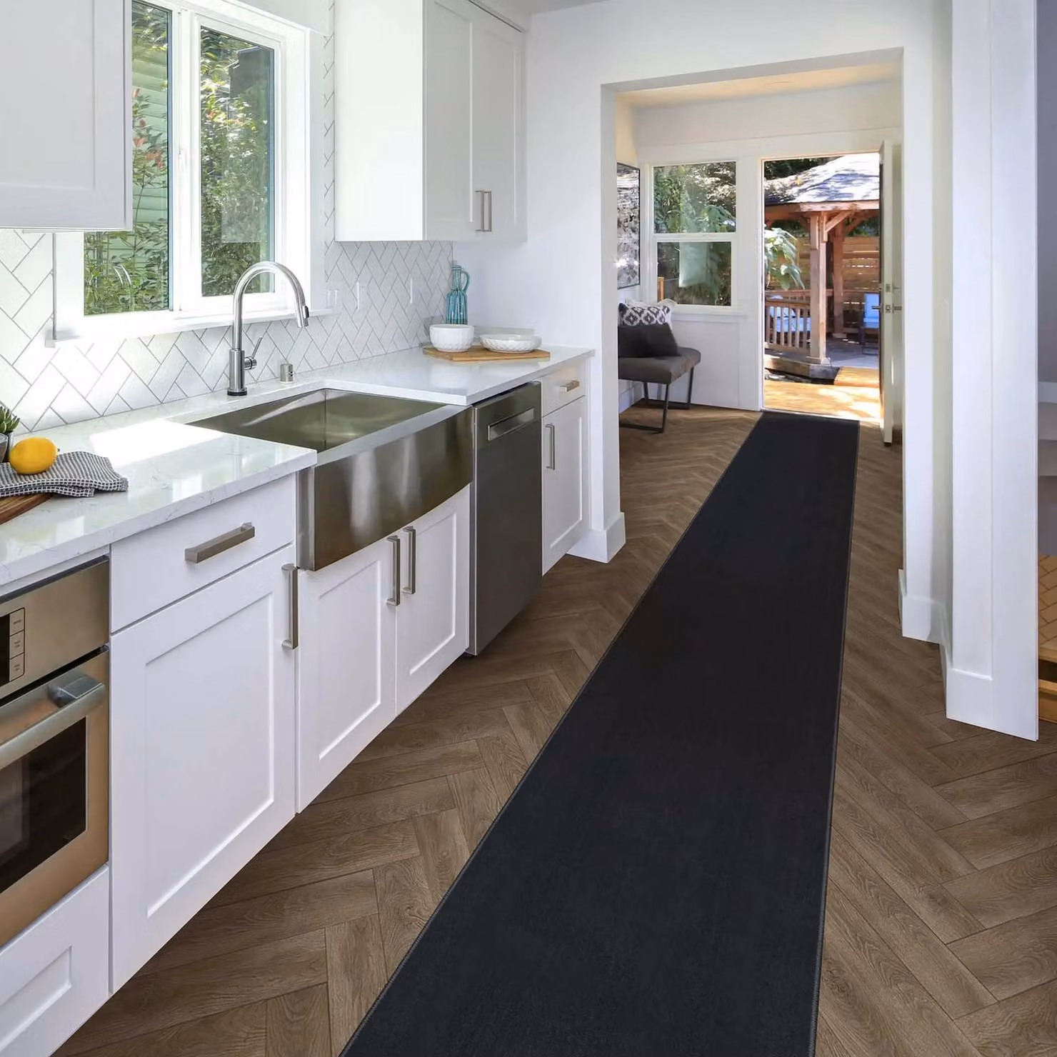 runrug Plain Dark Grey Hallway Carpet Runner W: 60 cm, L: 420 cm – 4