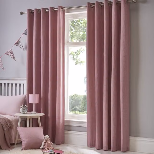 Terrys Fusion Sorbonne Ready Made Eyelet Curtains in Blush Pink