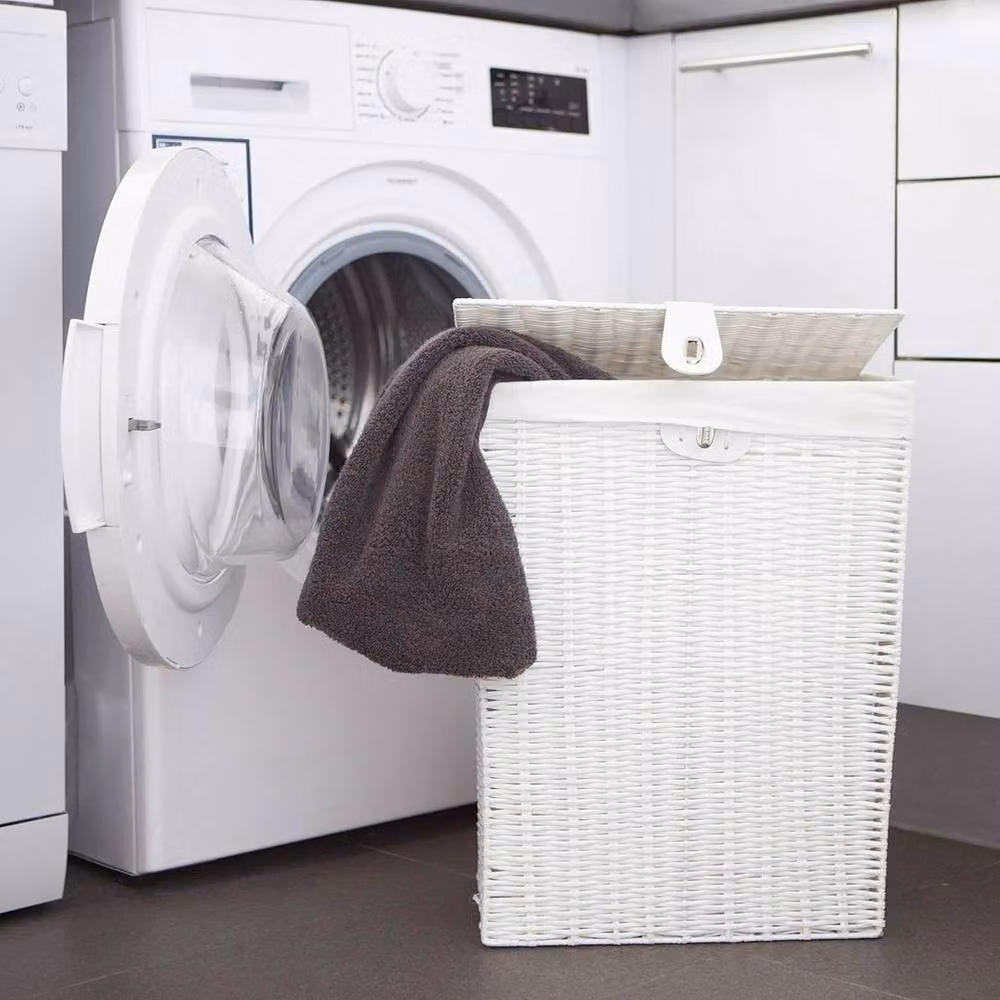 FLAVORA White Wicker Lidded Laundry Hamper – 2