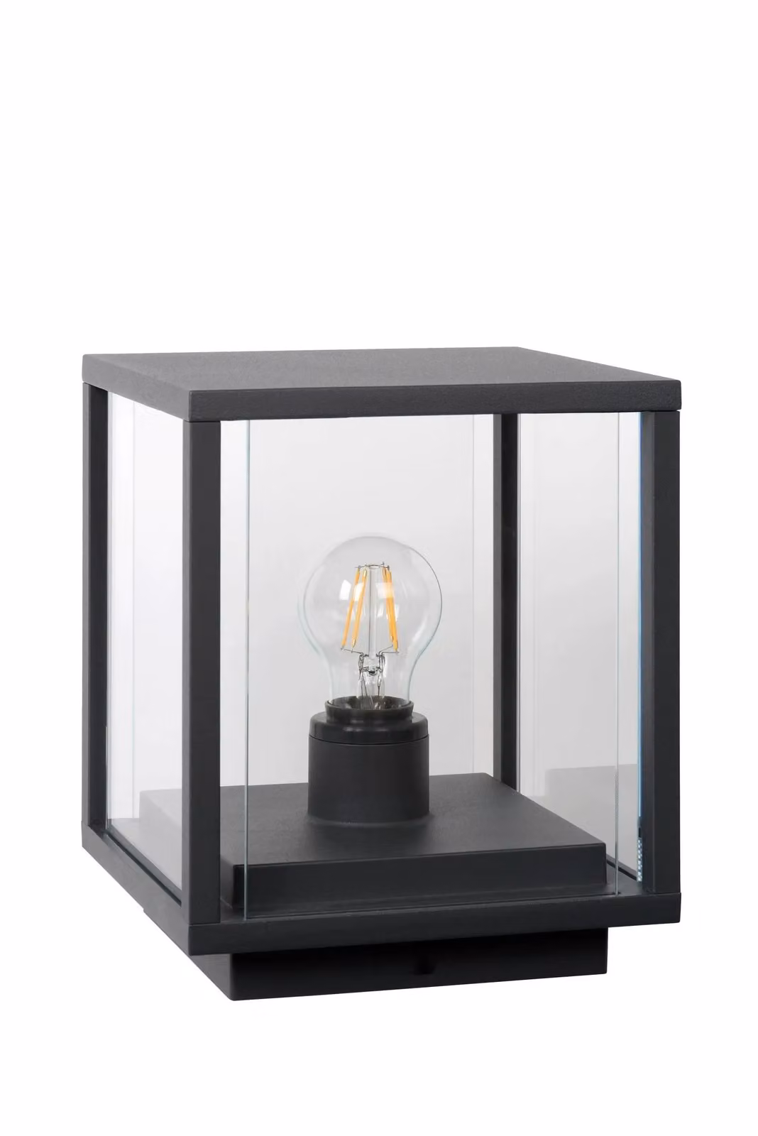 Lucide Claire Dimmable Vintage Outdoor LED Pedestal Light, Black with Transparent Glass, H 60.0 x W 24.5 x D 24.5 cm – 2
