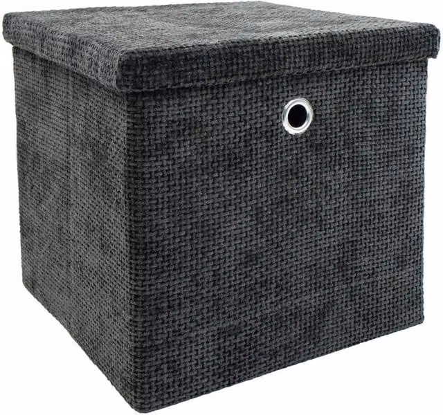 JVL Metro Foldable Fabric Storage Box with Lid, Black, W: 30.0 cm, D: 28.0 cm, H: 30.0 cm – 5