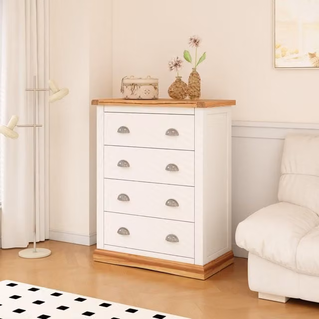 Cabinet Bits Tropea 4 Drawer Chest of Drawers in White with Chrome Handles