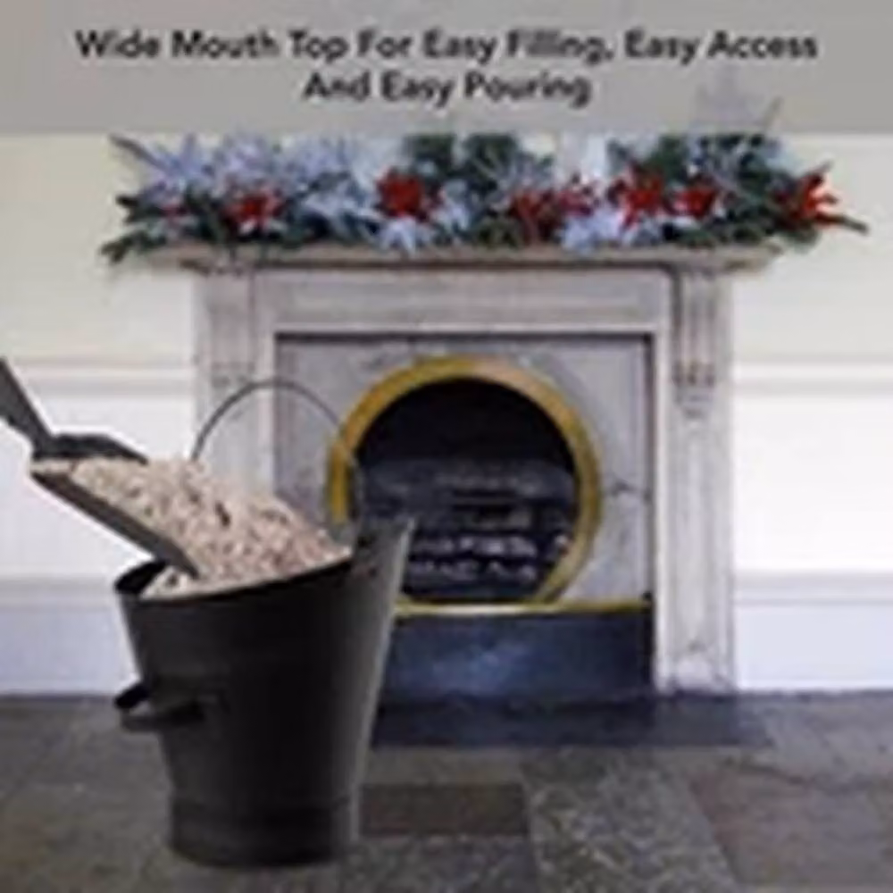 EONLION Black Metal Fireside Bucket Shovel Set for Coal Ash and Logs – 4