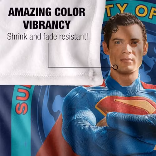 Warner Bros. Superman 2025 City Of Tomorrow Super Soft Silky Touch Fleece Throw Blanket, Multicolour, W: 152 cm, D: 127 cm – 3