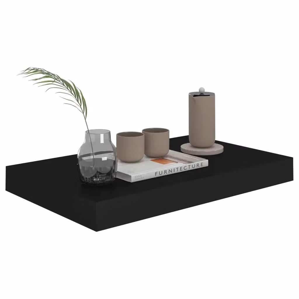 Berkfield Home Set of 4 Black Floating Wall Shelves, W/D/H: 40 x 23 x 3.8 cm – 3
