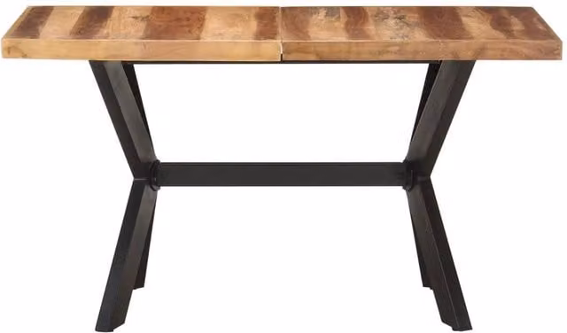 Berkfield Home Rectangular Solid Wood Dining Table in Brown with X-Frame Legs, W/D/H: 140 x 70 x 75 cm – 1