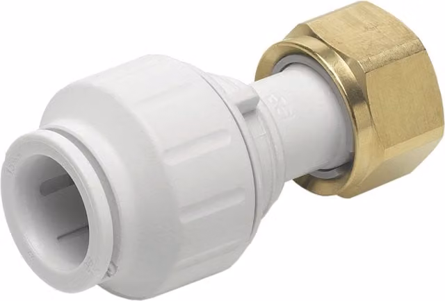 John Guest Straight Tap Connector 10mm x 1/2 inch, White, Pack of 10