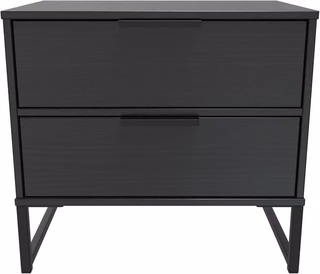 Ready Assembled 2 U Madrid 2 Drawer Bedside Cabinet in Black – 1