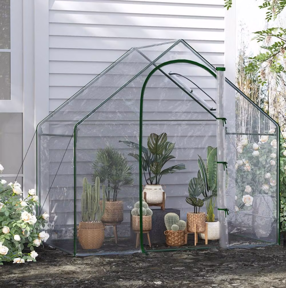STILVORA Walk-in Greenhouse with Zipped Door and Windows in Transparent, W/D/H: 100 x 180 x 180 cm – 2