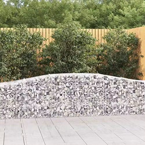 vidaXL Set of 5 Arched Gabion Baskets in Silver Galvanised Steel, W/D/H: 400 x 50 x 60/80 cm – 2